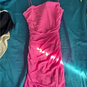 Elegant Pink Ruched Dress